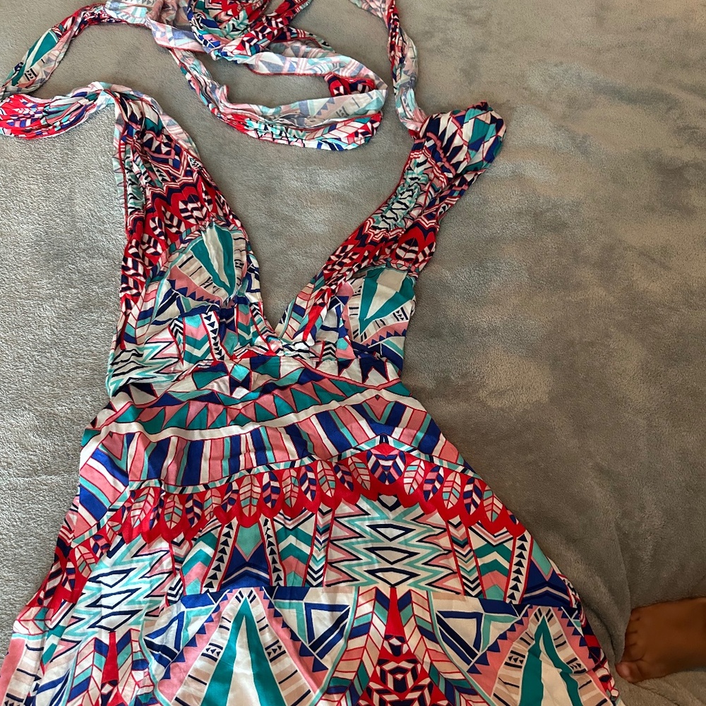 Geo Print Halter Maxi Dress